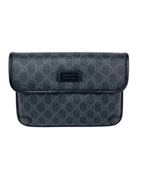 Gucci GG Supreme Web Slim Black Grey Belt Bag